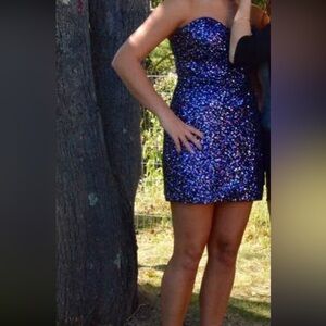 Purple Sequin Strapless Dress